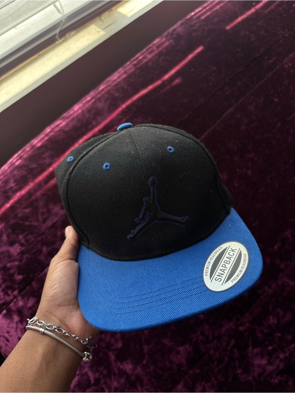 Jordan Black and Blue Embroidered Jumpman Snapback